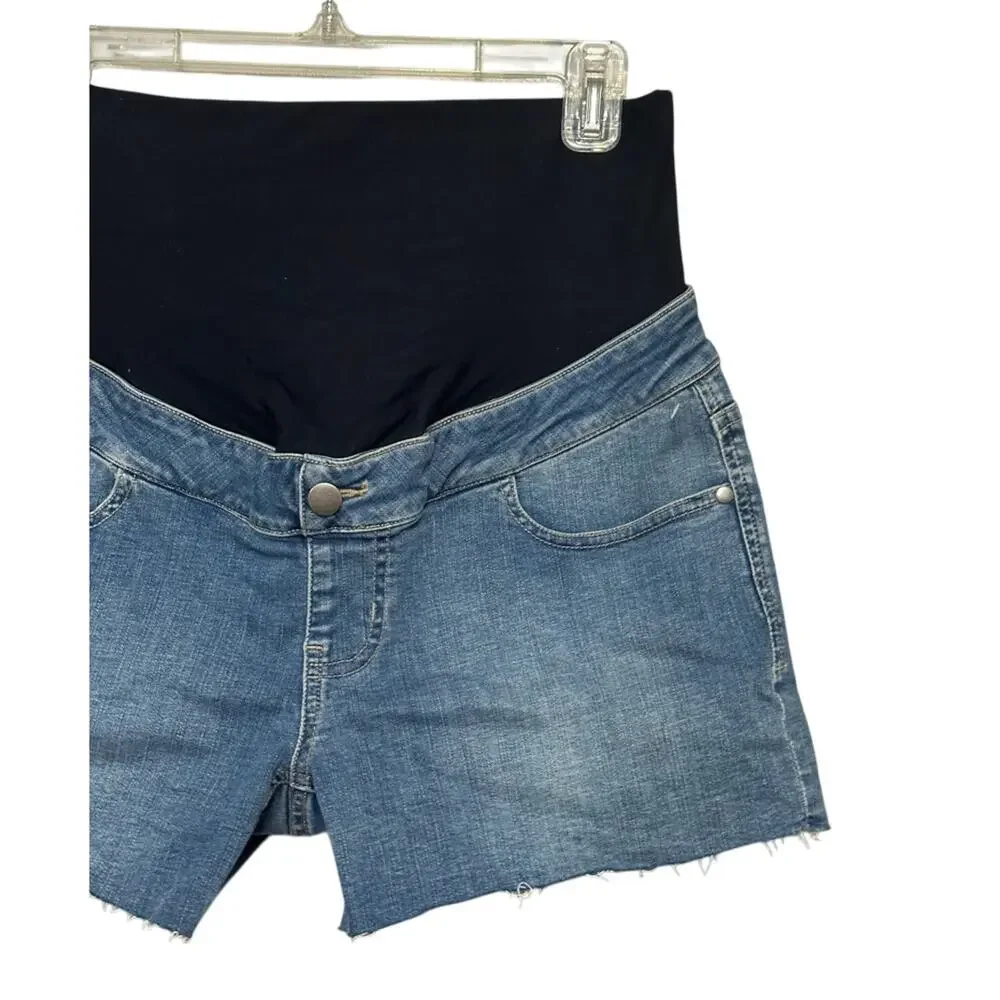 Angel Maternity Jean Shorts Pull On Elastic Stretch Jorts Denim Blue XS NWOT